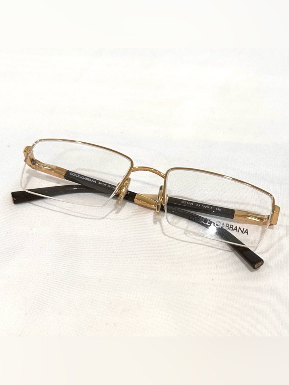Dolce & Gabbana Gold and Black Semi-Rimless Eyeglasses